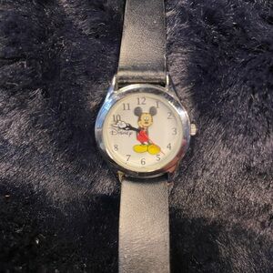 Disney Mickey Mouse Silver Watch with Black Strap